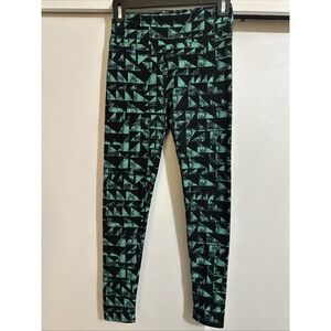 Lularoe Leggings One Size Green And Black Geometric Pattern